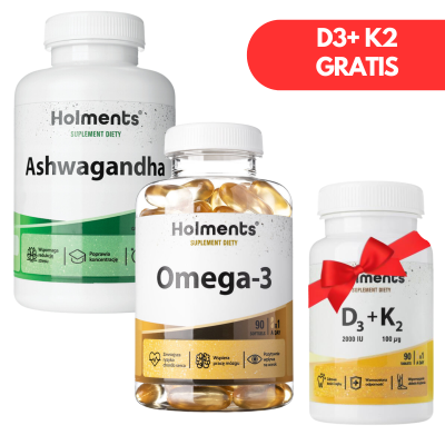 Aszwaganda + Omega-3 | GRATIS D3+K2