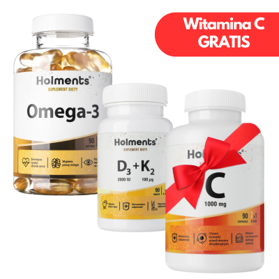 Omega-3 + Witamina D3+K2 | GRATIS Witamina C